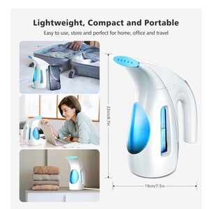 Portable White and Blue Garment Steamer